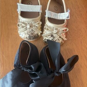 Gold Glitter and Black Velvet Holiday Shoes